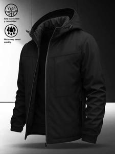 Chaqueta casual impermeable para hombre con gorra ajustable, superficie duradera, perfecta para actividades al aire libre y uso diario, ropa para todas las estaciones