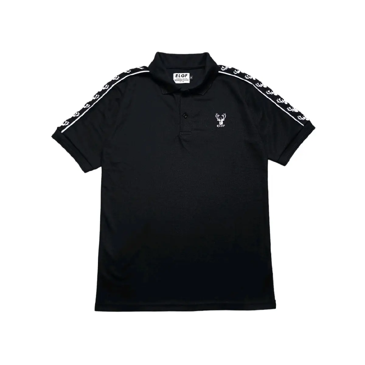 Kaos Polo Shirt Elghifari Pria Taped Ringer Bordir Hitam - Ukuran M, L, dan XL