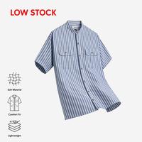Gambar DUHA Baju Koko Linen Stripes Lengan Pendek - Blue White - Sayf - L dari Duha Muslim Wear Kota Tangerang 1 Tokopedia
