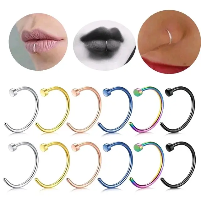 1 Pcs Anting Hidung Bibir Healix septum Stainless Steel ( Nostril C)
