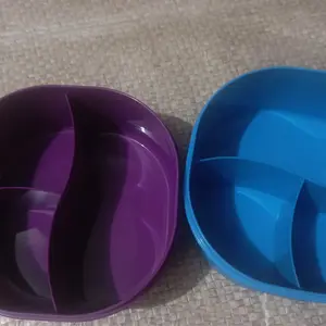 Clio Lunch box Imary 2090/Lunch box bento 3 sekat/Tempat makan bulat sekat/Tempat bekal bulat Biru Merah Plastik Ungu Kitchenware