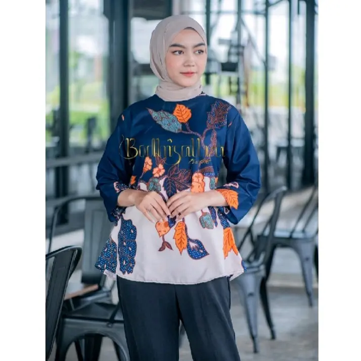 Blouse Batik Wanita Motif Terbaru JUMBO M L XL XXL XXXL - baju kuliah dan kerja banyak pilihan motif harga grosiran Atasan Panjang Kantor Top Casual Santai Resmi