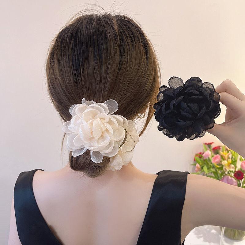 Kẹp Tóc Hoa Trà, Chất Liệu Lưới Mùa Hè, Kẹp Tóc Hoa Lớn 9Cm, Phụ Kiện Tóc Nữ Thường Ngày Đẹp