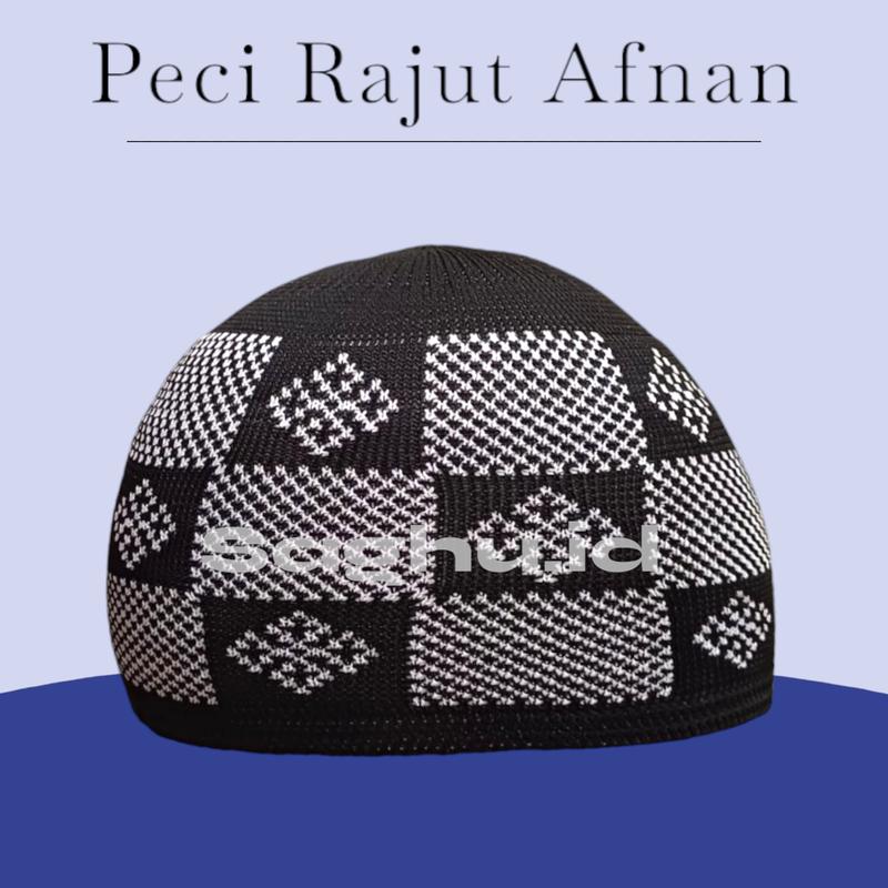Peci Rajut Motif Afnan Kopiah haji songkok dewasa saghu.id Muslim Nyaman 2