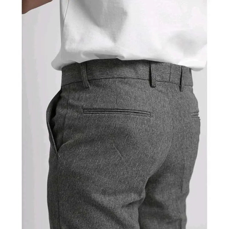 CELANA KANTOR FORMAL PRIA SLIMFIT BAHAN DASAR KAIN WOLL HITAM NAVY ABU COKSU Coklat High Coklat High Kerja Muda Nyaman Panjang Cowok Katun Santai Mini Low Waist Slim-fitting Polos