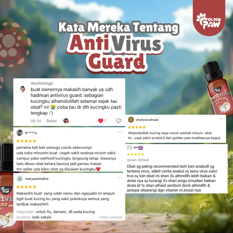 ANTI-VIRUS GUARD 5gr by Golden Paw Obat Virus Calici Distemper Panleu Flu Berat Demam Lemas Panleukopenia Kucing Ampuh Terbaik 1