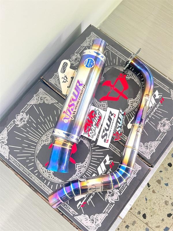 Knalpot Semi Samlong Type East Blue Original SWR Racing untuk Beat Vario Mio Nmax PCX160 Fullsystem Aerox Desain Stylish Performa Optimal 3 Prrr Breket Stiker SLincer Blue Pipa Header Blue custom