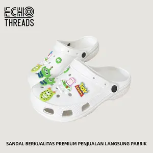 Echo Threads - Sandal Dewasa Unisex EVA Baim Lembut Dengan Hiasan Lucu Premium Anti Slip Nyaman Bahan Busa EVA Ramah Lingkungan Warna Putih Khaki Hitam Gaya Santai Lucu Kartun