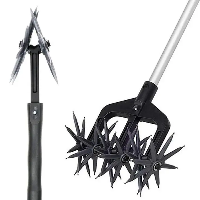 Effective Adjustable Rotary Cultivator Detachable Hand-Held Soil Loosener Easy To Use Labor-saving Garden Lawn Tiller Reseeding