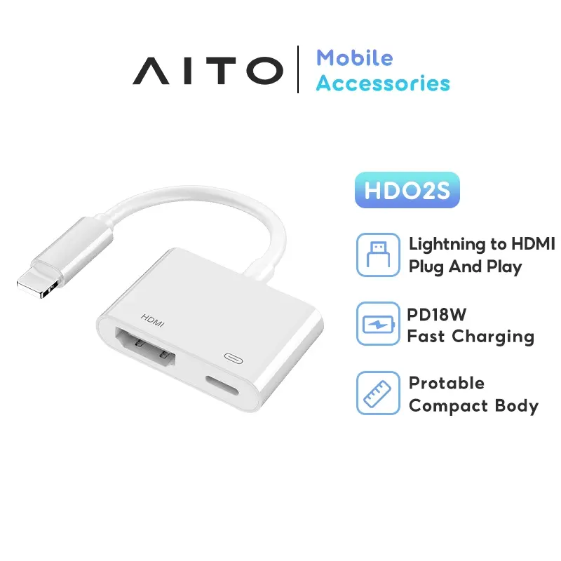 AITO HD02S Lightning To HDMI Adapter Kable For IPhone iPad 4K HD Digital TV Monitor For IOS18 Version 1