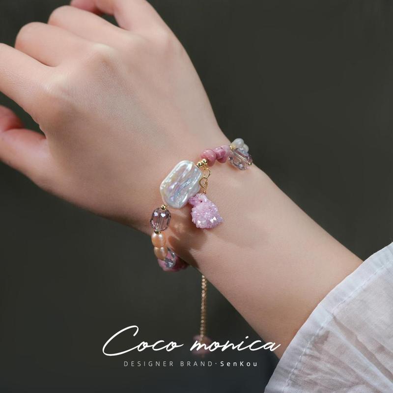 Product Introduction of Vòng Tay Ngọc Trai Baroque, Tưởng Tượng Màu Hồng, Xue Sinh Viên Nữ, Phong Cách Nhìn Xinh Xắn WE119 4