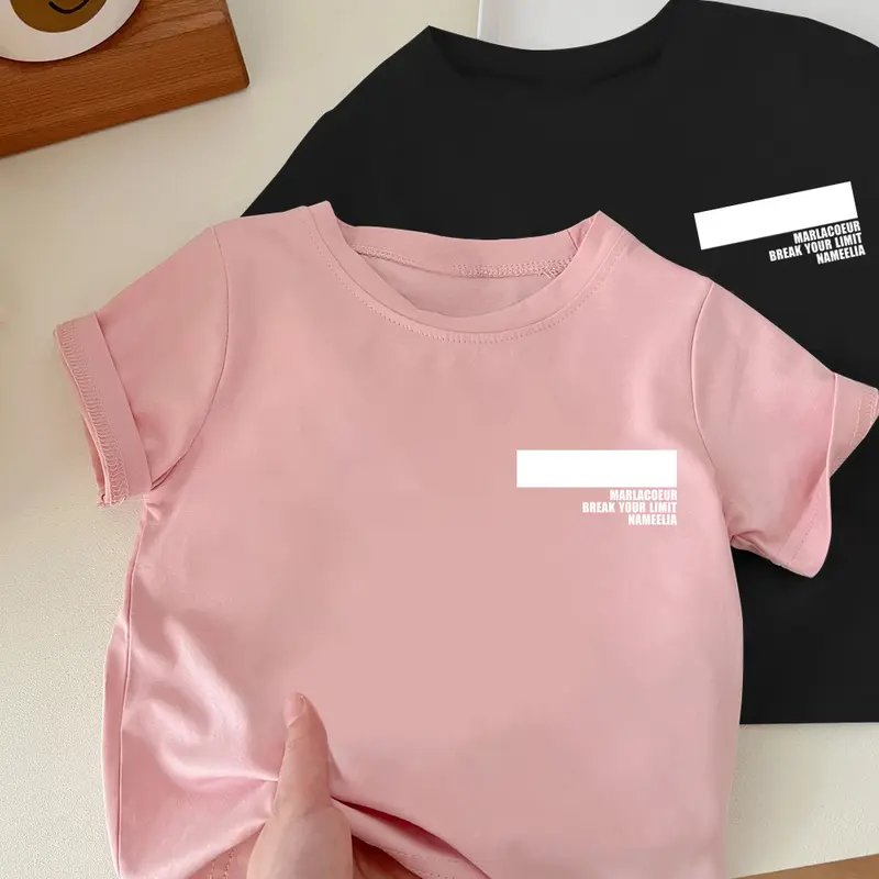 MMX STORE |T5116| Korea Kaus Musim Panas Anak-anak Lucu Kaus Katun Trendi Katun Cetak Kartun Longgar Kasual Leher Bulat Hitam dan Putih Lengan Pendek Anak-anak untuk Anak Laki-laki dan Perempuan 2