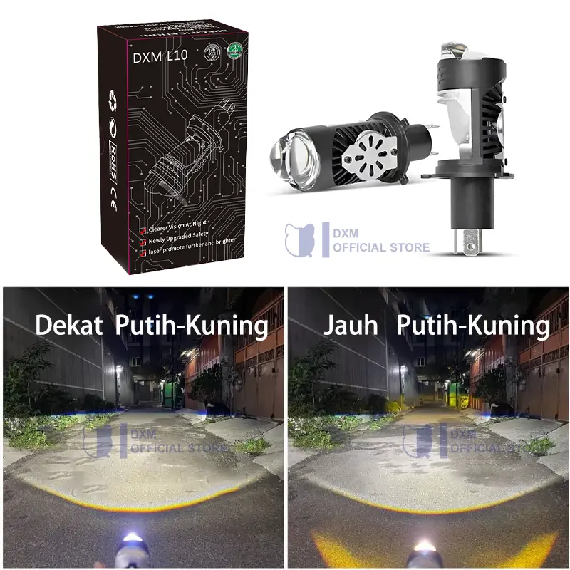 DXM Premium Lampu Utama LED H4 L10 High Low DC Kipas Pendingin Full Aluminium