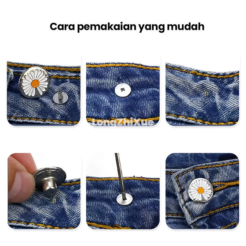 【Obral】Nail jeans kancing pinggang bisa disesuaikan, tidak perlu melubangi untuk mengganti pinggang, tidak perlu menempelkan kancing di pinggang 2