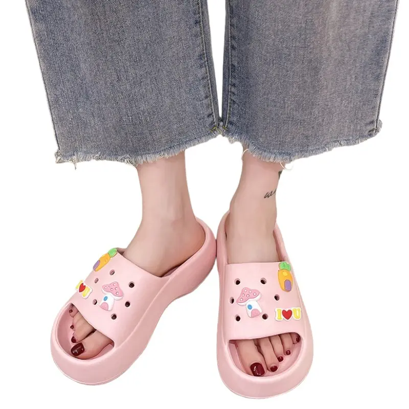 Sendal Baim Wanita Ringan Mainan Di sandal Bisa Di Pasang Sendiri Anti Slip PVC007 Pink Putih Hitam Perempuan Shoes 5