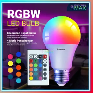 [MAX] Bohlam LED RGBW 7/12/18 Watt Remote Control 16 Warna Dimmable / Lampu RGB LED Bulb / Warna Warni E27