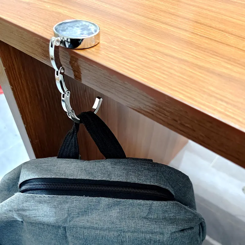 Folding Desk Bag Holder, Student Desk Desktop Bag Holder, 1 Count Hook for Dining Table Bag Storage 2