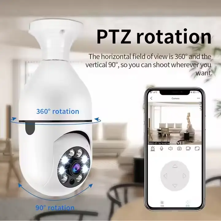 V360 Night Vision Network 360 WiFi Wireless IP Camera 1080P E27 Lamp PTZ Home Security CCTV Lightbulb Camera