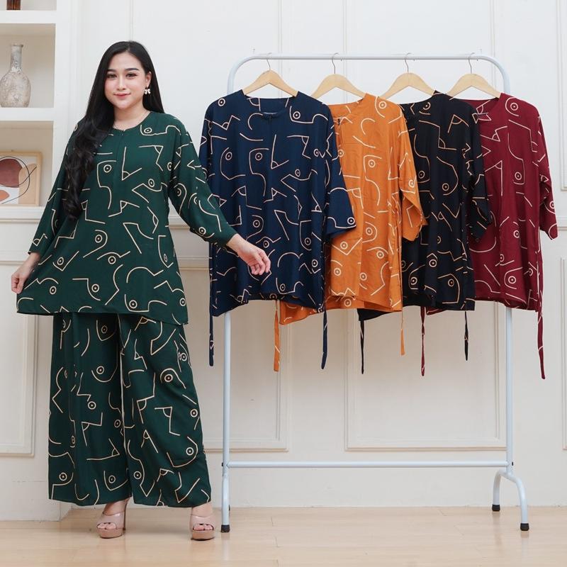Product Introduction of Setelan Batik Wanita Santai, One set Batik ukuran jumbo  Kulot Celana Melar 6