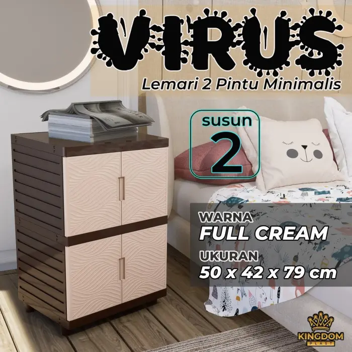 Lemari 2 PINTU 2 SUSUN VIRUS FULL CREAM