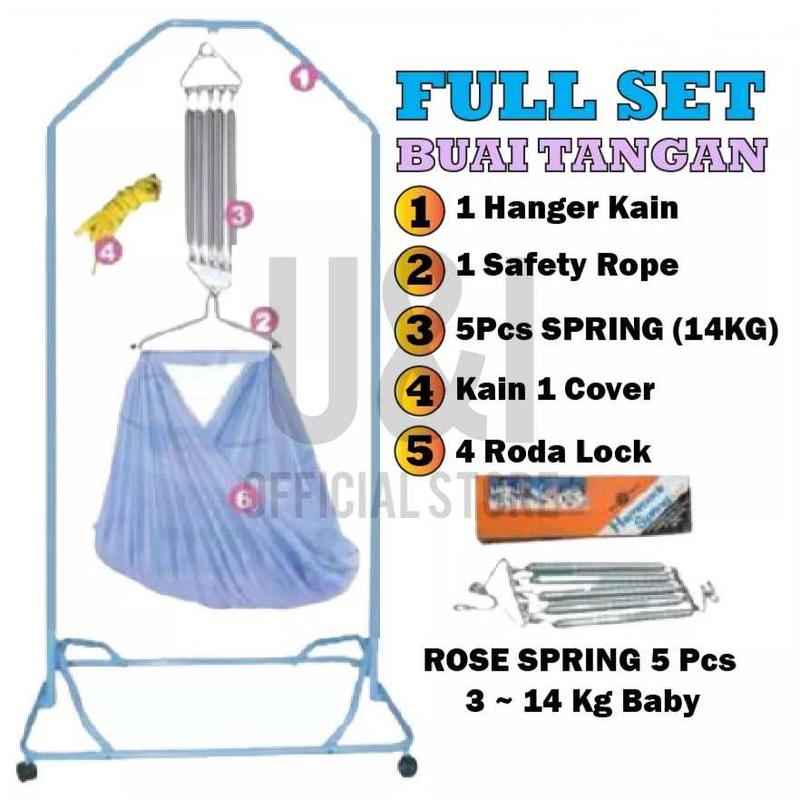 Mas Baby Spring Cot Full Set Cradle Stand Frame Baby Sarong Buai ...