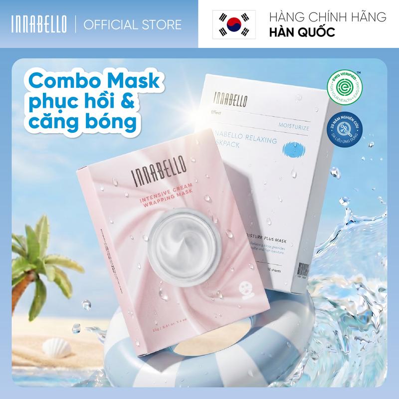 Combo mặt nạ bọc kem và mặt nạ làm dịu da INNABELLO, Mặt nạ dưỡng ẩm phục hồi da