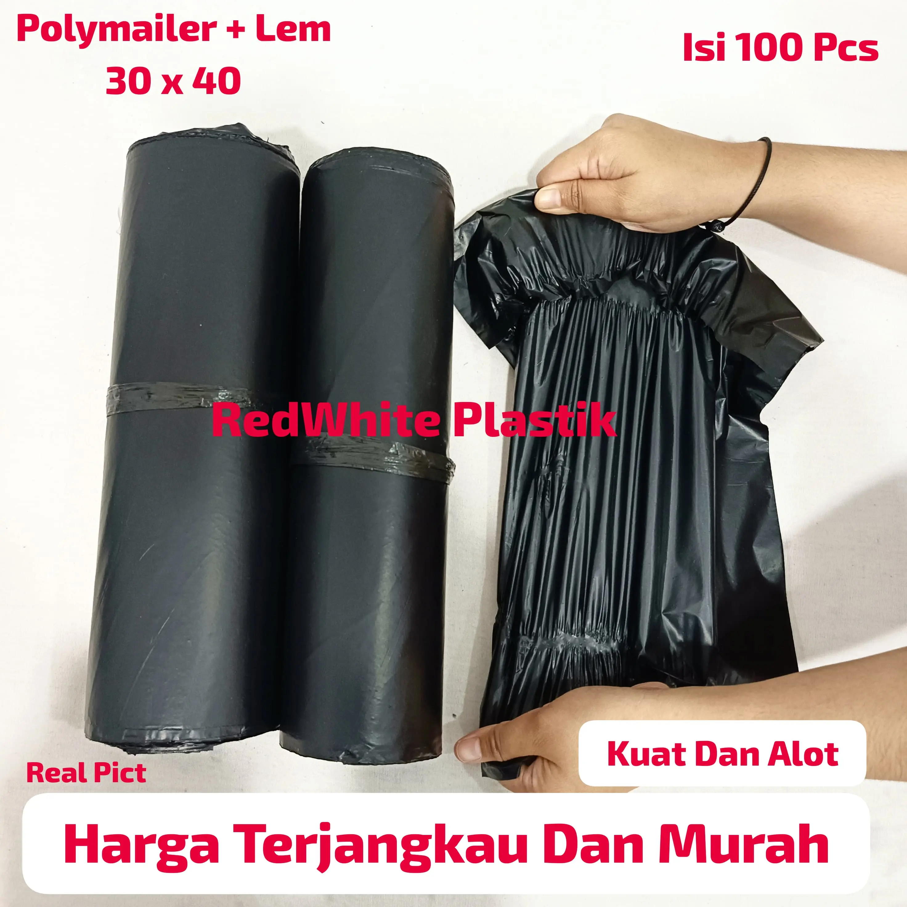 Polymailer 30x40 Hitam HD Super+Lem/Perekat Isi 100 Pcs Kantong Plastik Packing Online Termurah