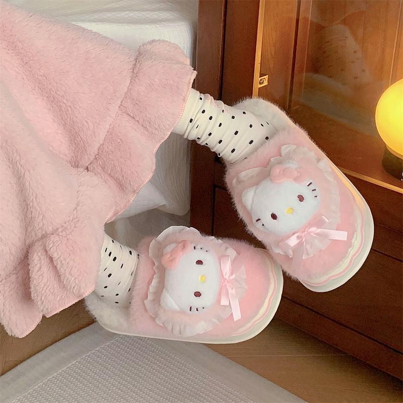 Dép Bông, XIXITIAO, Cá Nhân Hóa, Thời Trang, Thích Hợp Đi Chơi Và Mùa Đông, Dành Cho Nữ, Ấm Áp, Giày Đi Trong Nhà, Có Lông, Người Nổi Tiếng Trên Internet