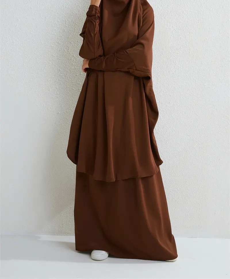 [Ramadan promotion] Latest model Two piece nida jilbab come with skirt Solid Cape Sleeve Abaya, Modest Long Sleeve Maxi Abaya, Women's Clothing