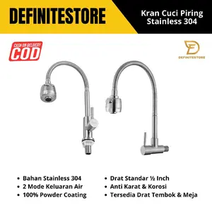 Kran Cuci Piring Kran Dapur Kran Sink Flexible Kran Angsa Keran Cuci Piring Keran Dapur Flexsibel Stainless SUS 304 Anti Karat Kran 1/2 inch wastafel shower fleksibel Air