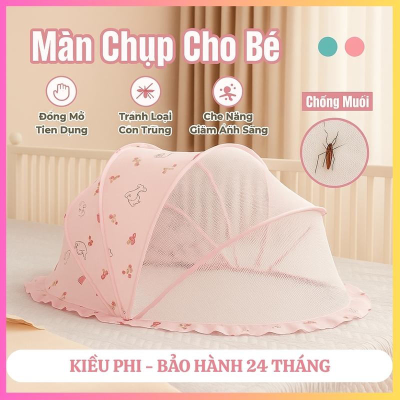 Màn chụp gấp gọn tự bung, Mùng chụp tự bung ngủ chống muỗi cho bé sơ sinh kiểu xếp cho trẻ em, bé lớn, bé nhỏ