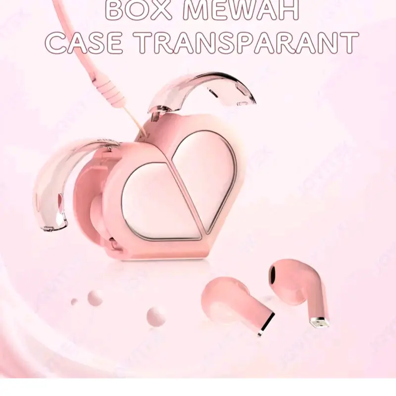 New Design Two Ways Model Earphone Headset Bluetooth Ep39 Loves Heart Pink Touch Control Hi-Fi Sound Headphone 8