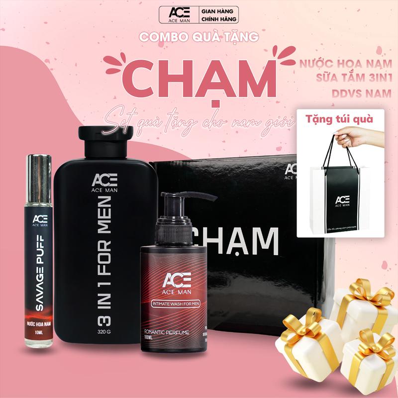  Set quà tặng bạn trai Combo CHẠM ACEMAN set quà tặng nam giới gồm các sản phẩm chăm sóc cá nhân cao cấp - ACEMAN 