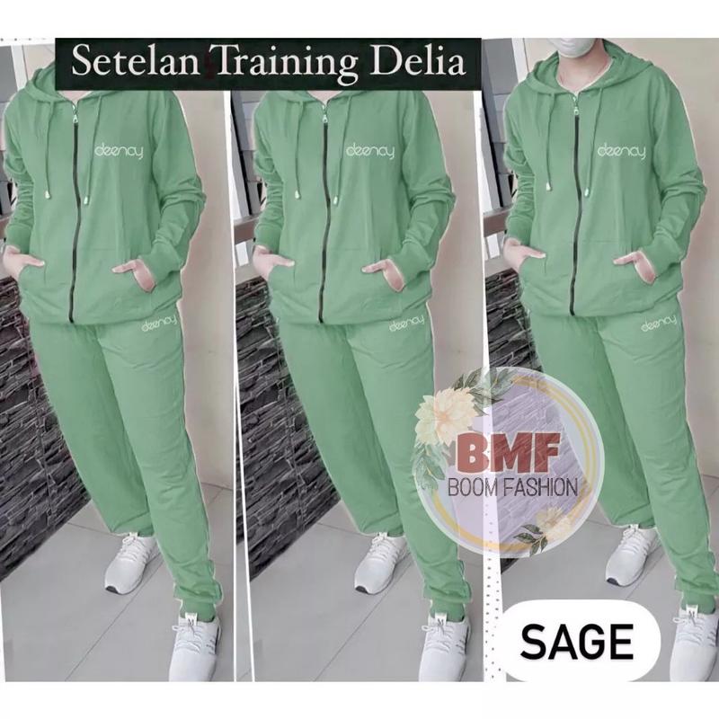BOOM - Setelan Training Delia Hoodie L XL XXL 3XL 4XL Fashion Pakaian Training Wanita Jumbo Baju Olahraga Muslim 1