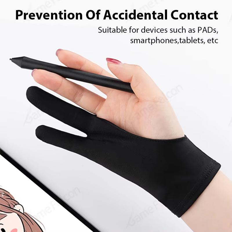 Găng tay chống bám bẩn, hai ngón tay, dành cho máy tính bảng và điện thoại, găng tay viết và vẽ, dành cho iPad Pro, Air và Mini, găng tay chống tiếp xúc ngẫu nhiên, màu đen 6