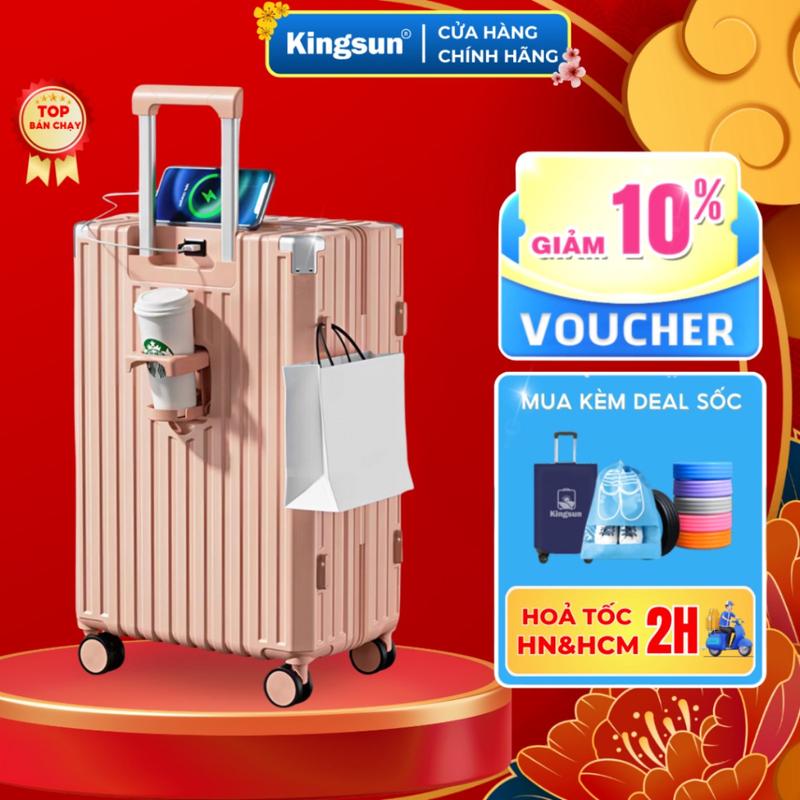 Vali Du Lịch Khóa Kéo Kingsun KS-155/T01/302 Size 20/24/28 nhựa ABS+ PC chống bể vỡ bảo hành 5 năm