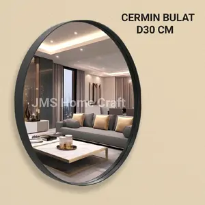Cermin Bulat Aesthetic D30cm / Kaca Cermin Gantung 100% Kaca Asli