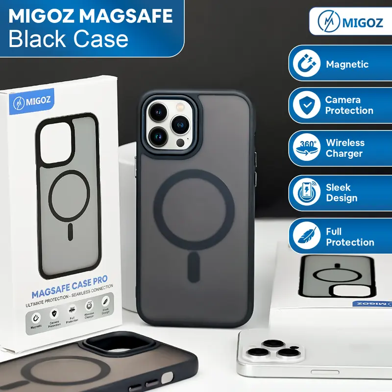 Magnetic Case Black Matte MIGOZ Untuk iPhone 11 16 16 Pro Ma