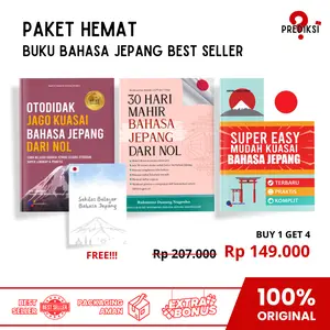 Paket Murah 3 Buku Bahasa Jepang Best Seller - Otodidak Jago Jepang + 30 Hari Mahir Jepang + Super Easy Jepang Bonus Sekilas Bahasa Jepang