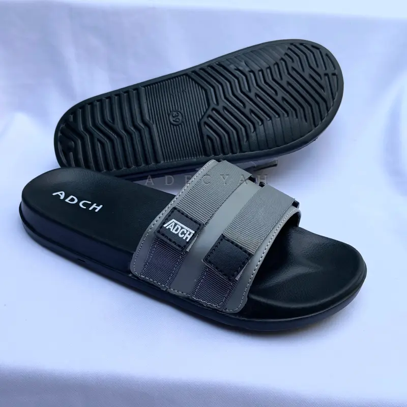 Sandal Slop Strap Webbing Abu Full, Hitam, Army, Merahnata, Grey Pria Wanita 36-43 Sendal Slide Flip Flop Slipon Kasual Slippers Terbaru Kekinian Sandal Cowo Cewe Karet Empuk Ringan Lentur Tidak Licin ADCH 1