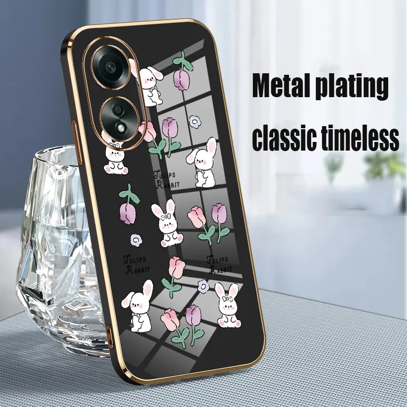 softcase soft case casing hp OPPO A58 4G,Bunga ungu kelinci tren Paket lengkap Sederhana Kartun cute coveringcasing cover Ponsel 0