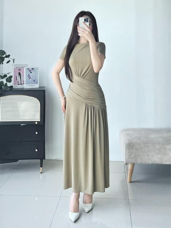 Váy Thun Nữ CCHAT Dáng Suông Vai Chờm Nhún Thân Dưới 15VNC2010XT