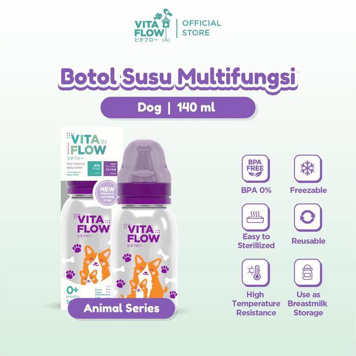 Gambar Vitaflow Botol Susu Multifungsi PP 140 ml Dog dari Vitaflow Baby Kota Administrasi Jakarta Timur Tokopedia
