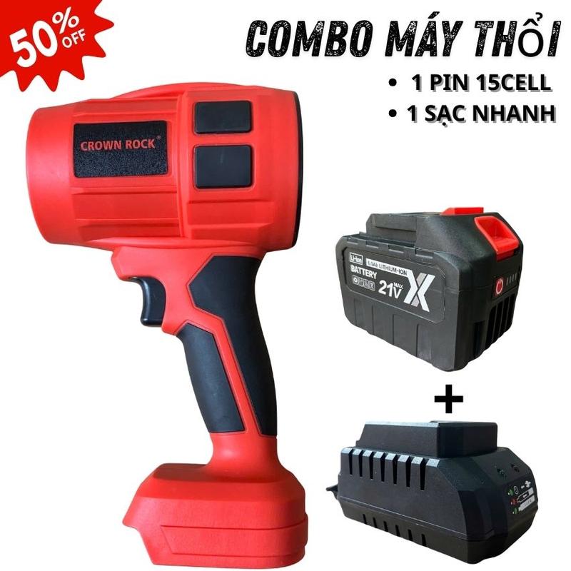 combo máy thổi phản lực CROWN ROCK, có chổi than, sử dụng chân pin phổ thông,...