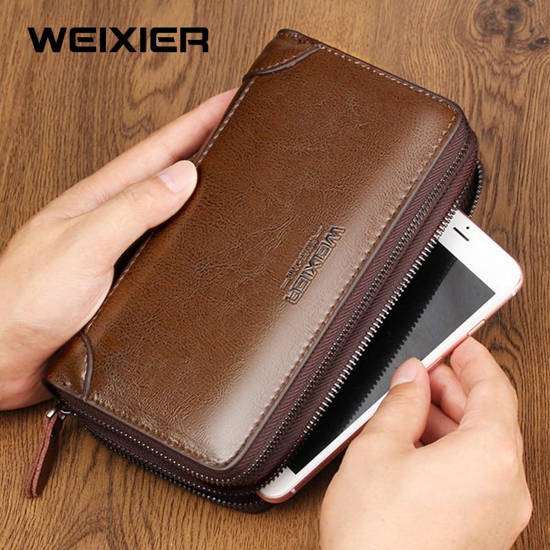 Dompet Panjang Pria Kulit Import Original Weixier Premium Waterproof Hand Clutch Bag Dengan Slot Kartu Kulit PU Berkualitas 0