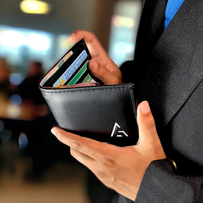 Dompet Pria Kulit Sintetis Premium Aflah D01 - Hitam Cowok Kartu Uang 0