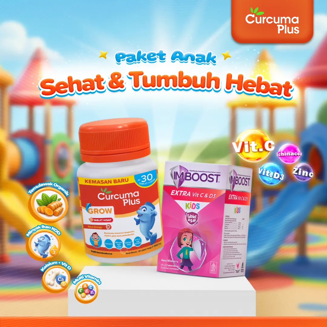 Paket Anak Sehat dan Tumbuh Hebat - Imboost Extra Kids 21 Tabs + Curcuma Plus Grow Tablet 20 Tabs | 30 Tabs