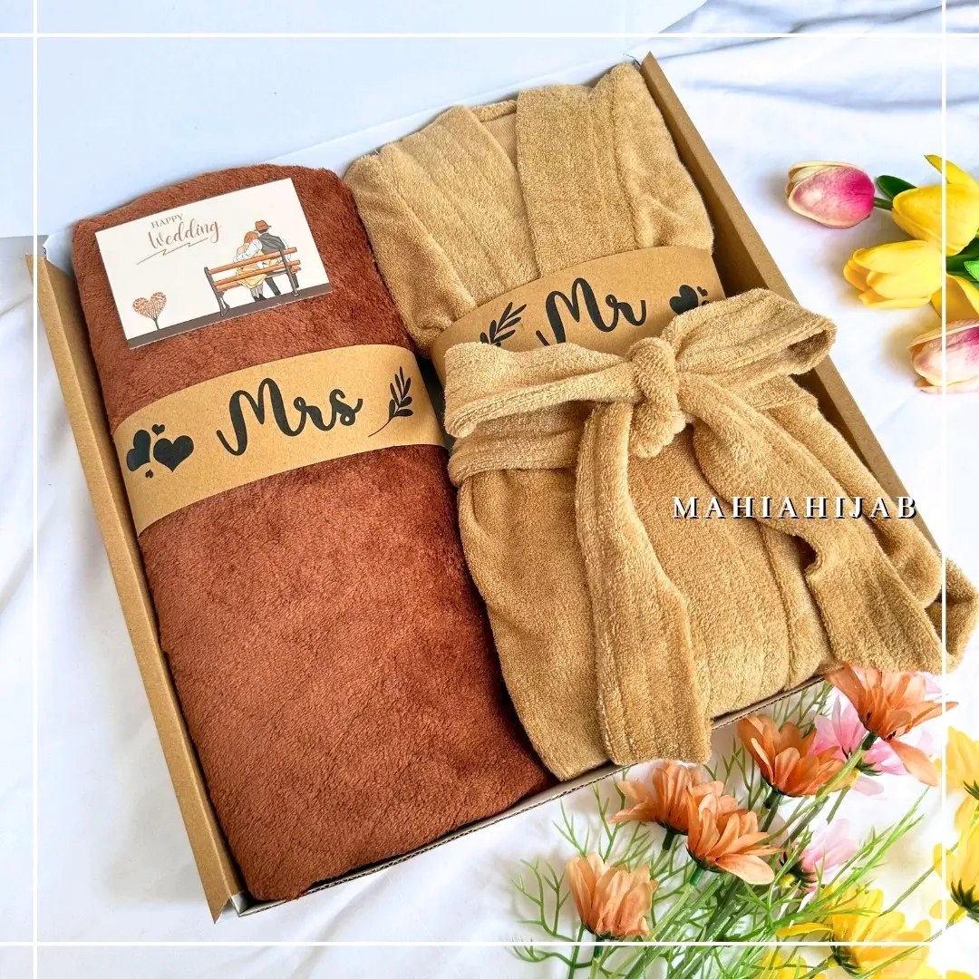 Kado Pernikahan Couple Kimono + Handuk / Hampers Wedding / Hampers Handuk Kimono Mandi Gift