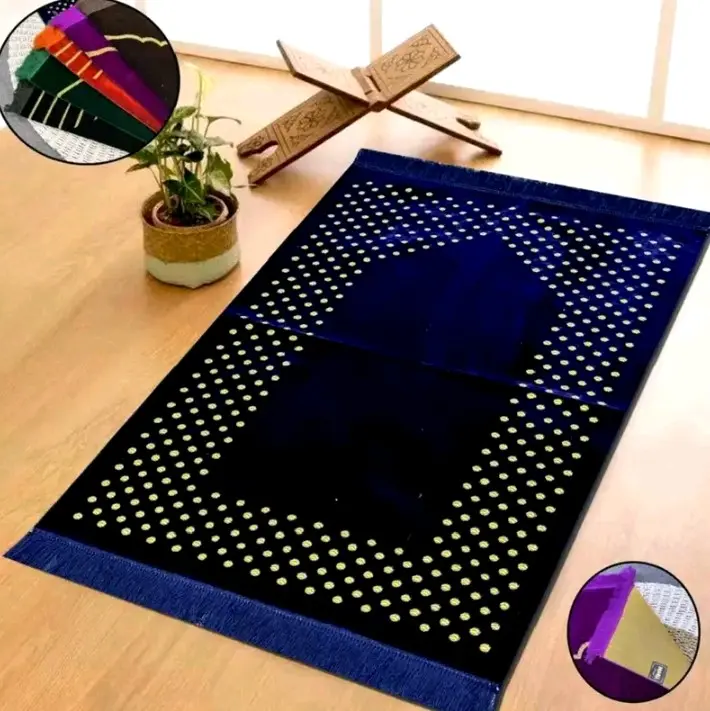 Sajadah Yamani Polos Sajadah Turkiye Turki Dewasa Ukuran 110x70cm Motif Muslim Traveling Hitam 3
