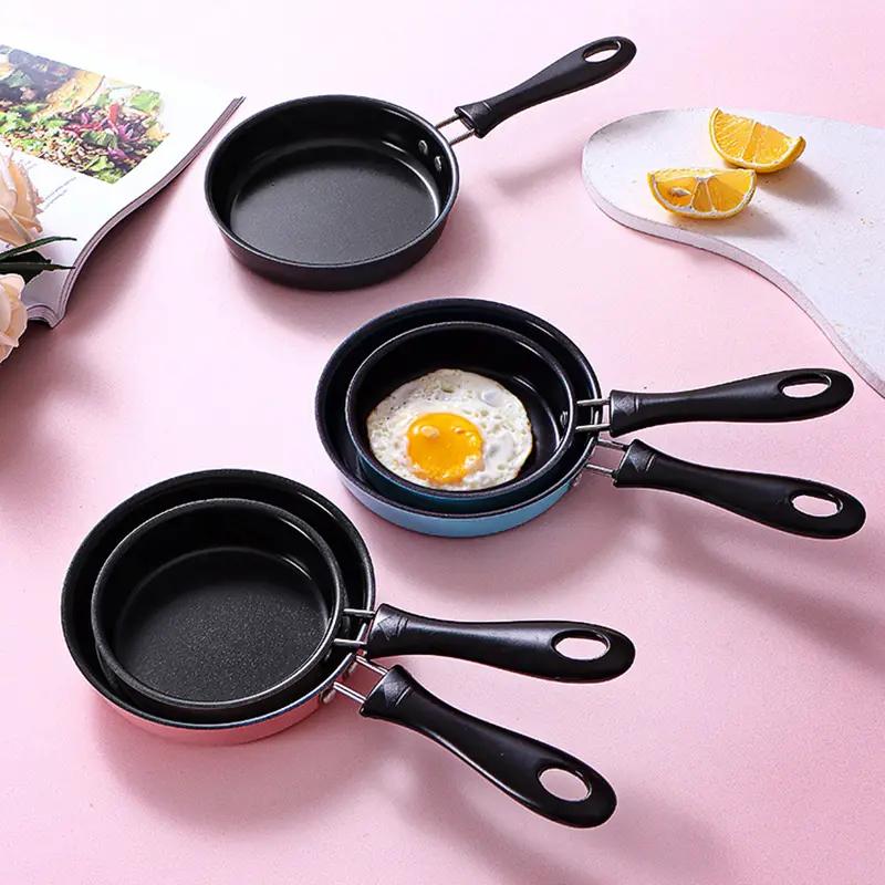 mini cách chiên tấm thép không gỉ ngăn chặn cảm ứng thanh bữa sáng tròn nồi quả trứng nhỏ chảo với nhà bếp tay cầm dài thiết bị